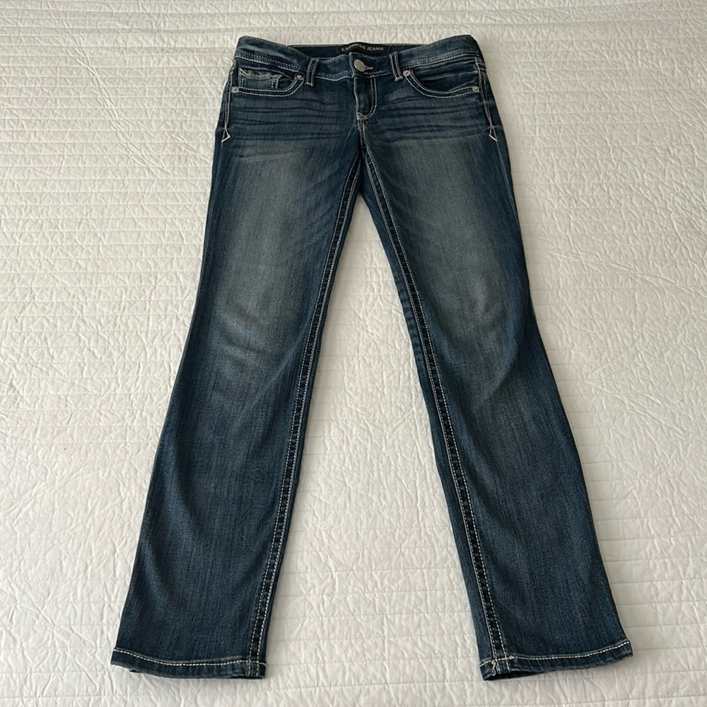 Women's Express Stella Skinny Blue Jeans Sz 2R - Stretch, Faded